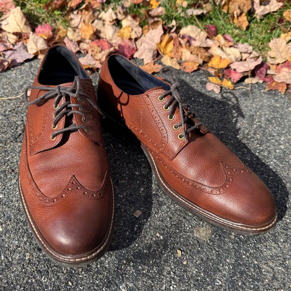 Cole Haan Grand OS Shoes Mens Size 11 Wingtip Brown Leather Oxford Dress Brogue - Picture 9 of 15